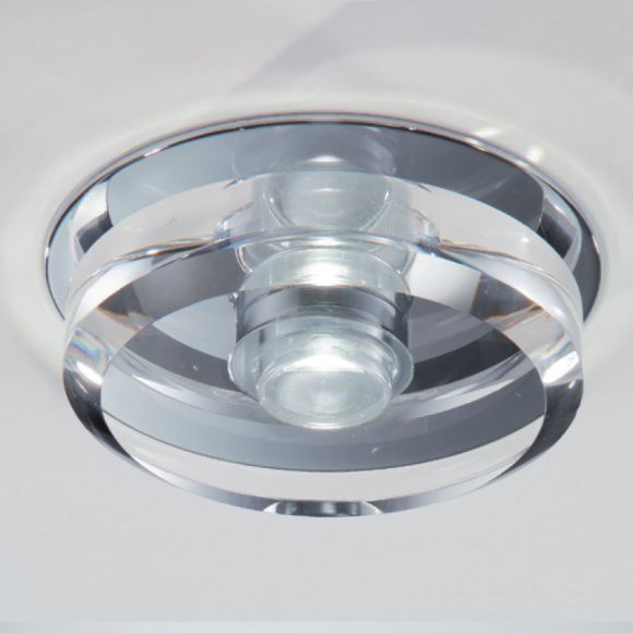 LED-Einbauleuchte, ideal fürs Badezimmer in Chrom mit Glas, 1x6Watt LED